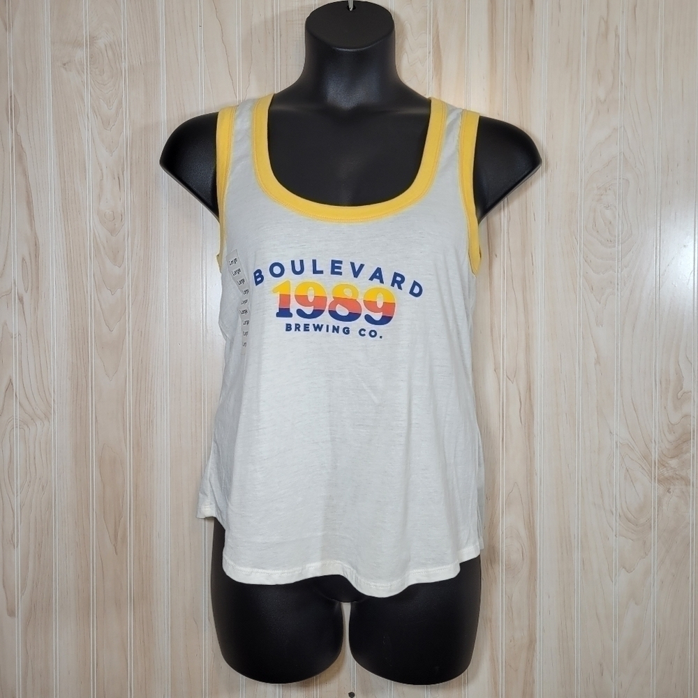 Boulevard Brewing Company 1985 Retro White Tank Top Sz Large
